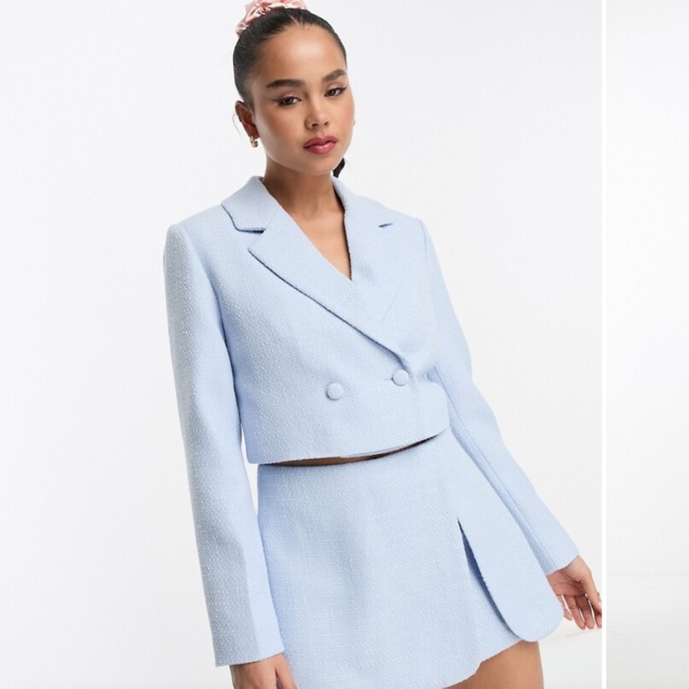 Miss Selfridge Light Blue Cropped Blazer. US Size 6.